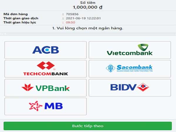 Có rất nhiều ngân hàng được cổng game hỗ trợ người chơi khi muốn pay